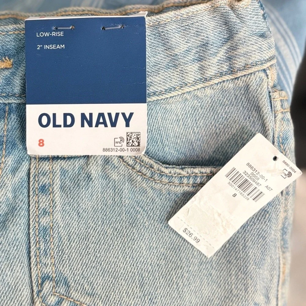 Old Navy Girls Low-Rise Denim Shorts Light Wash Blue Size 8 NWT 2